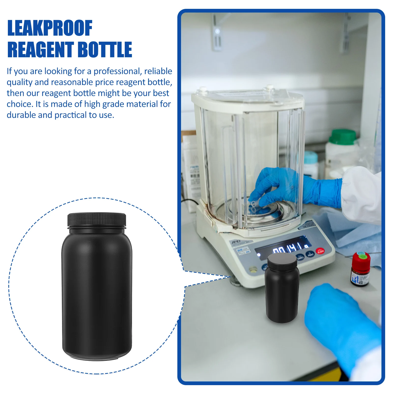 

Large Mouth Plastic Reagent Bottle for Laboratory Chemical Sample Wide Liquid Storage Leakproof Flask High Grade Material Smooth