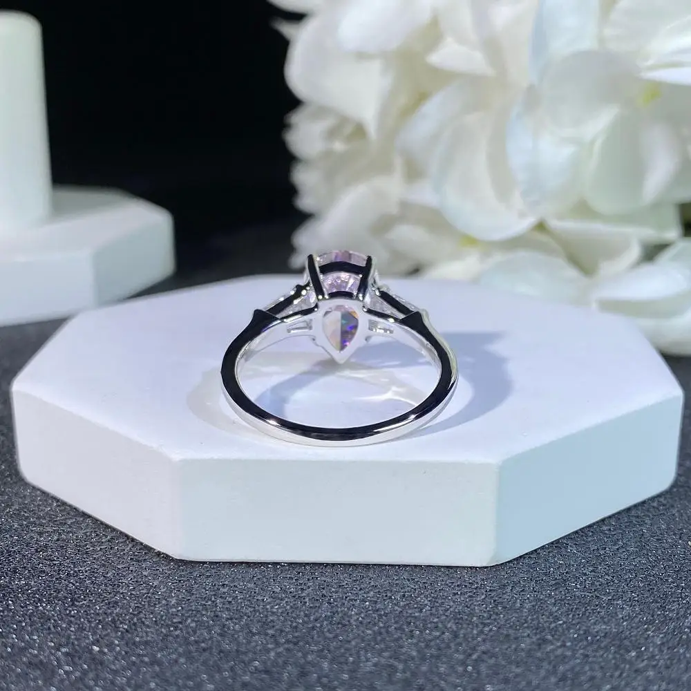 S925 Sterling Silver 7 Carat High Carbon Diamond Ring Yellow Diamond Ice Flower Cut Pear Shape Ladies High-end Jewelry Gift