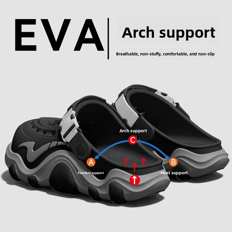 2026 Neue Sommer-Herren-Sandalen mit dicker Sohle, rutschfest, atmungsaktiv, mit Zehenkappe, lässige Strand-Pantoletten – Detail 20
