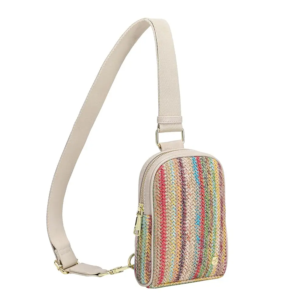 

Small Faux Straw Crossbody Bag for Women, Lightweight Summer Beach Sling Purse for Everyday Errands and Casual Outings