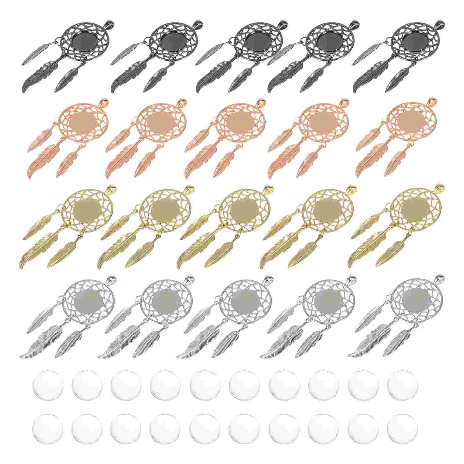 

40 Pcs Time Gem Bottom Holder Locket Hanging Ornament Wall Dream Catcher Earrings Indoor Pendant Alloy Adornment Decorative