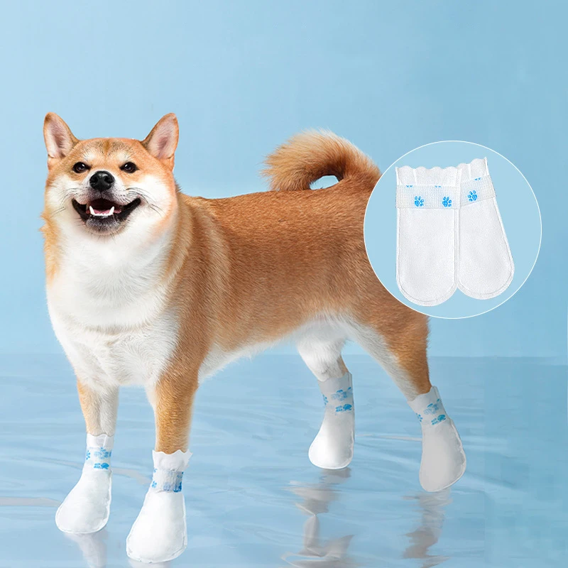 20pcs Pet Dog Disposable Shoe Covers Anti Dirt Foot Covers Walking Dog Socks Waterproof Anti Slip Shoes Non-woven Fabric