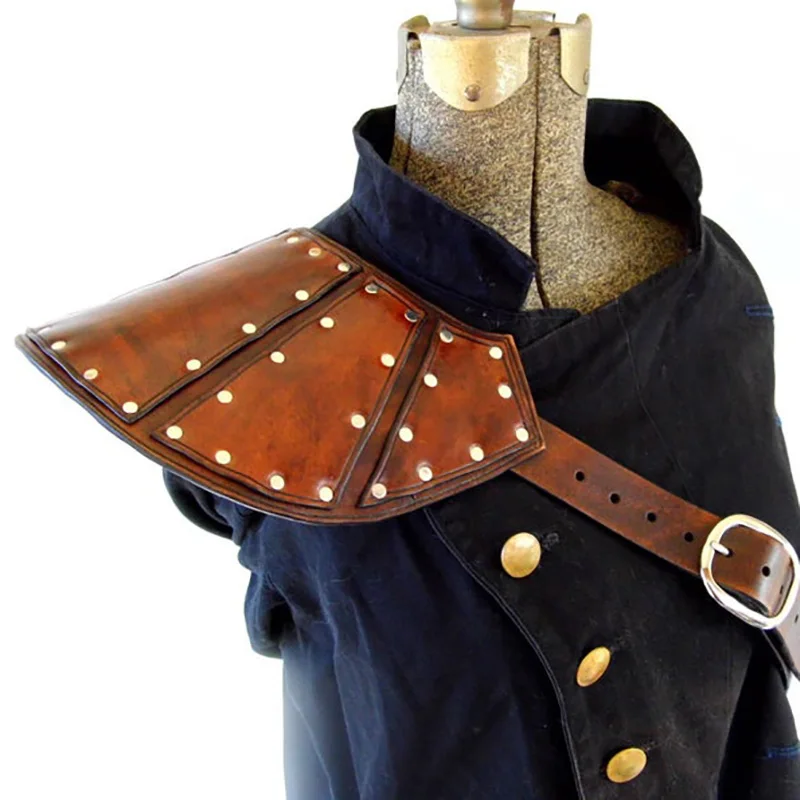 Mittelalterlicher Vintage PU-Leder Schulterschutz Rüstung Schulterstücke Spaulders Wikinger Piratenritter Cosplay Kostüm Halloween Party Requisiten