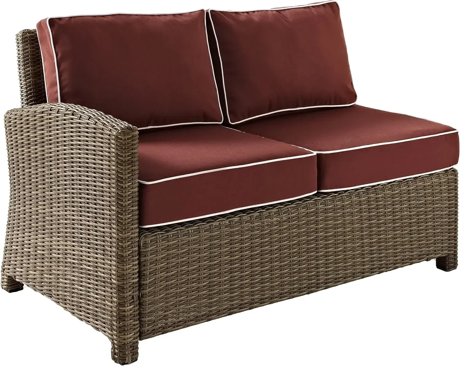 KO70019WB-SG Bradenton Outdoor Rieten 4-delige sectionele set (2 loveseats, hoekstoel, salontafel)