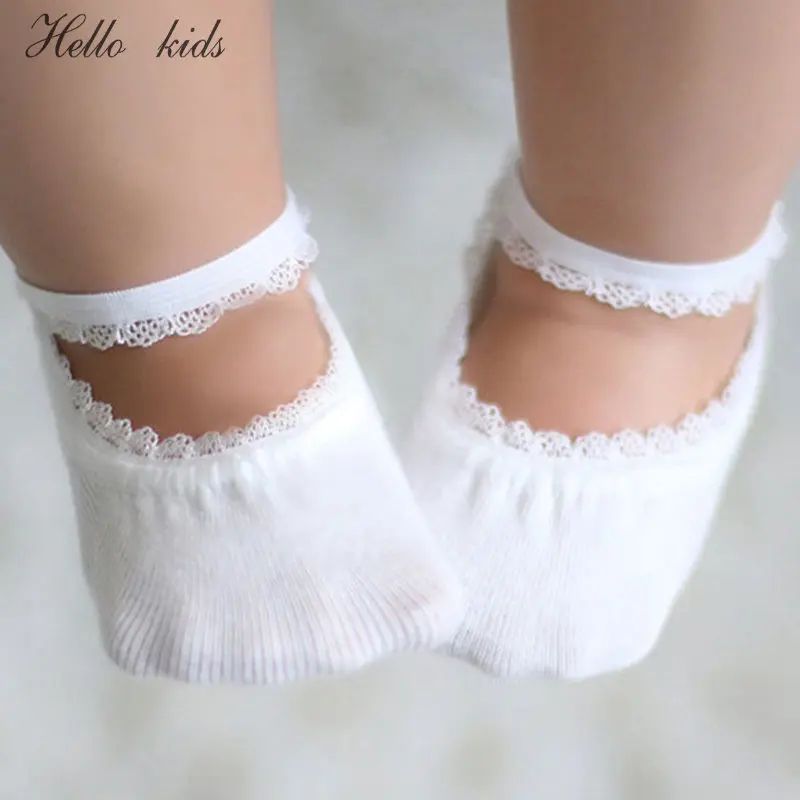 Baby Socks Newborn Socks Summer Lace Baby Socks Solid Color Princess Baby Girl Socks Infant Anti-slip Socks With Rubber Soles