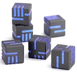 Technology Metal Dice, DND Dice Set 15mm D6 Dice, Game Newly Designed Concept Dice for Tabletop Games(Glitter Blue)