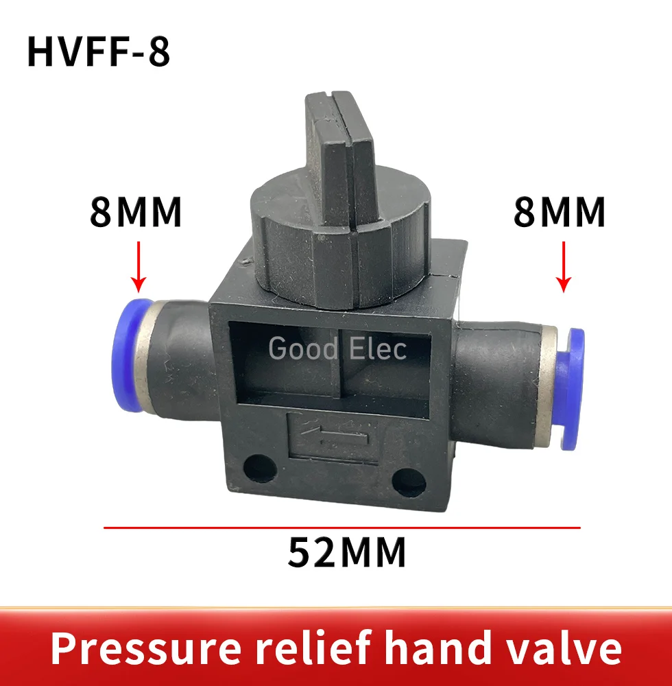 HVFF Pneumatische Anschlüsse Handventil 4 mm-12 mm Anschluss Schnellwanne für Schlauchrohrbegrenzung Geschwindigkeitsregelung