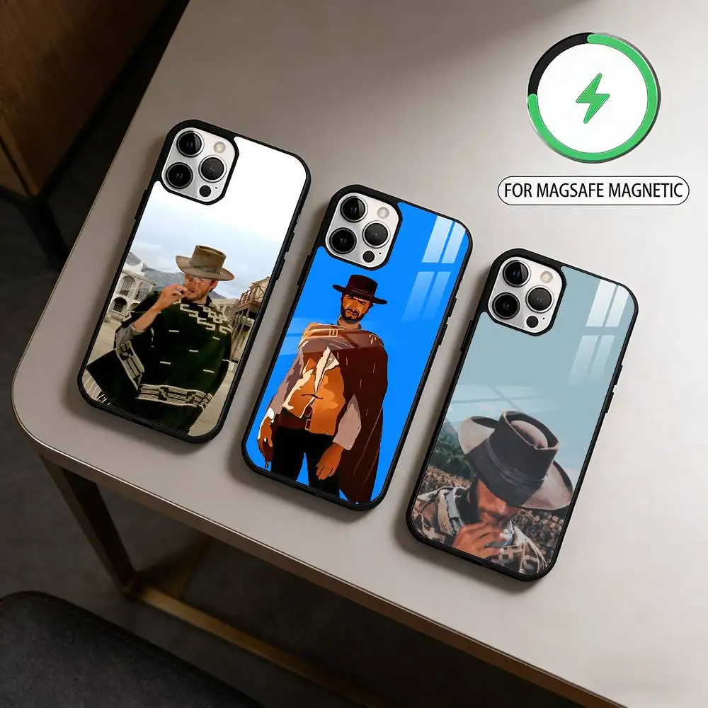 

Eastwood Cowboy C-Clint Phone Case For iPhone17,16,15,14,13,12,11 Plus,Pro Max Magnetic For Magsafe Wireless Charging