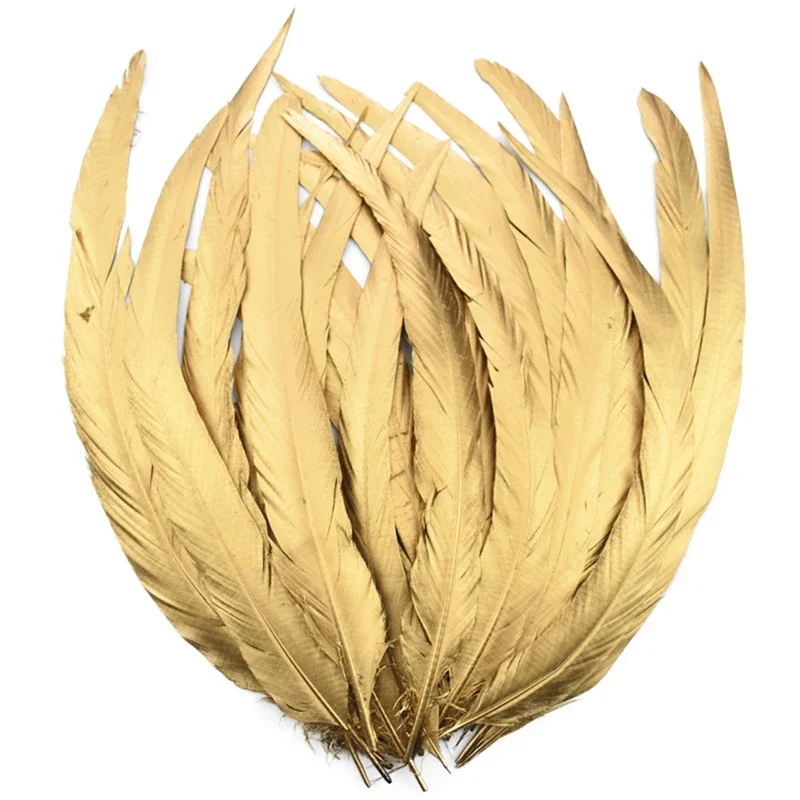 

50Pcs Golden Silver Rooster Feathers for Crafts Clothes Golden Chicken Cock Feather Carnival Clothing Decor Accessories