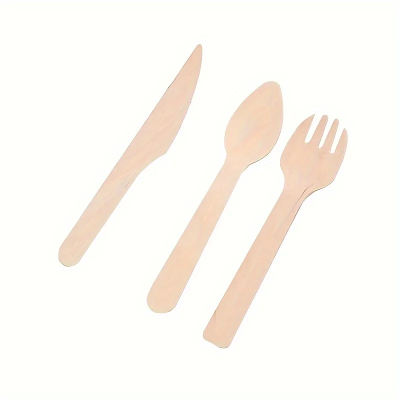100pcs 16cm  Disposable Wooden Spoons/knives/forks Tableware, Instead Of Plastic Spoons Biodegradable, Disposable