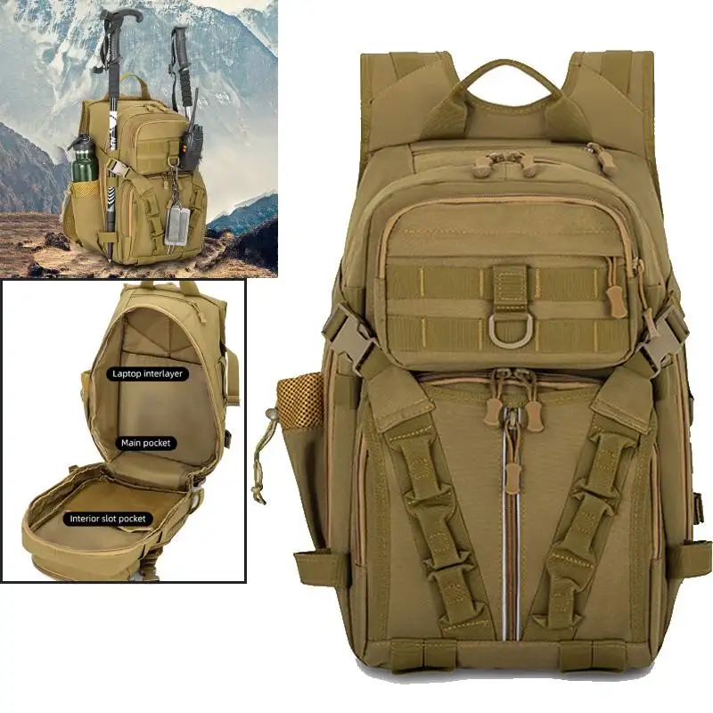 Male Backpack Tactical Travel Bag Outdoor Climbing Hiking Rucksack Sport Fishing Hunting Knapsack Large Luggage Storage Pack