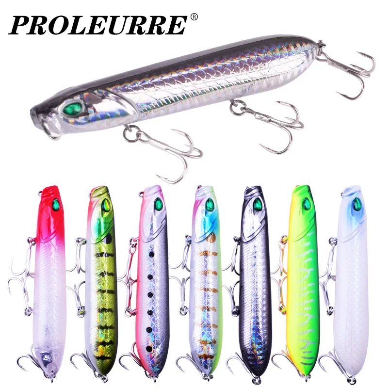 

1 Pc Topwater Popper Fishing Lure 10cm 17.5g Floating Plastic Pencil Wobblers Artificial Bait with Hooks for Bass Pike Tackle