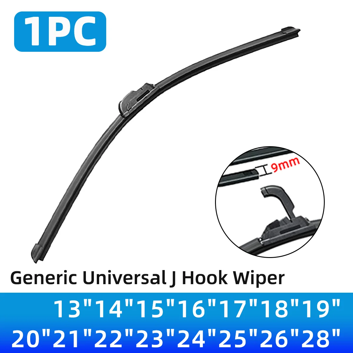 

1PC Wiper Blade 13"14"15"16"17"18"19"20"21"22"24"26" Car Windshield Wiper Blade Replacement Universal J-Shaped U-Shaped Hook
