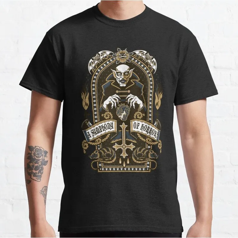A Symphony of Horrors Nosferatu T-Shirt Vampire Gothic Graphic Tee Unisex Short Sleeve Vintage Monster Halloween Casual Tops