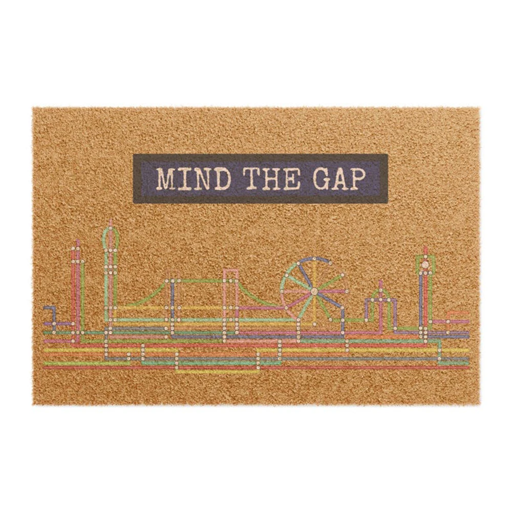 Home Textiles London - Mind The Gap Fußmatte, bunter Retro-Metro-Fliesen-Eingangsteppich,