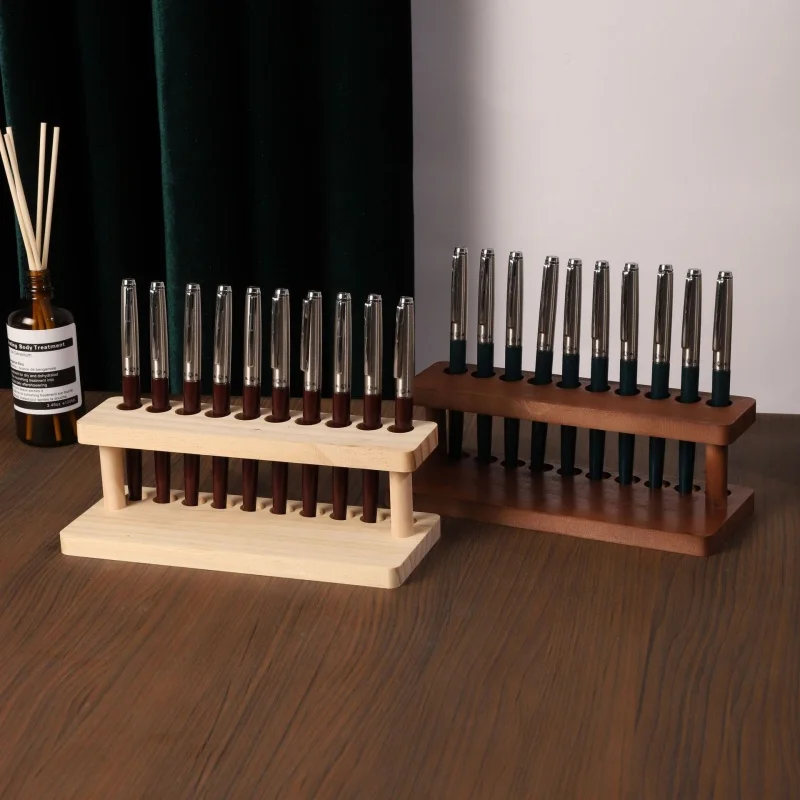 1 Stück Schreibtisch-Organizer aus Holz in Walnussfarbe – Stifthalter, Handyhalterung und Aufbewahrungslösung für Büro und Schule – Detail 2