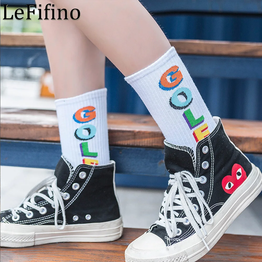 Fashion Street Men Socks Hip Hop Colorful Letter Golf White Black Socks Women Cross Casual Noah Crazy Funky Socks Novel Ne79930