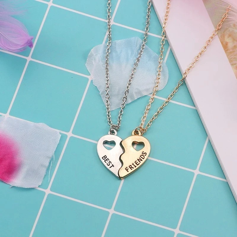 Best Friends Pendant Necklace For Woman Girls Honey Love Couple Chain Choke Broken Heart BFF Friendship Forever Jewelry Gift