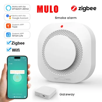 Tuya Zigequation-Détecteur de fumée intelligent WiFi, capteu...