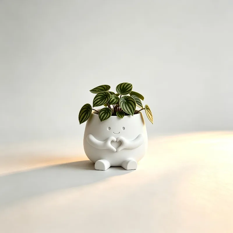 1 PCS Cute Lucky Heart Flower Pot, Succulent Plant Green Ivy Flower Pot, Suitable for Home, Office, Coffee Shop, Room Decoration - view 4