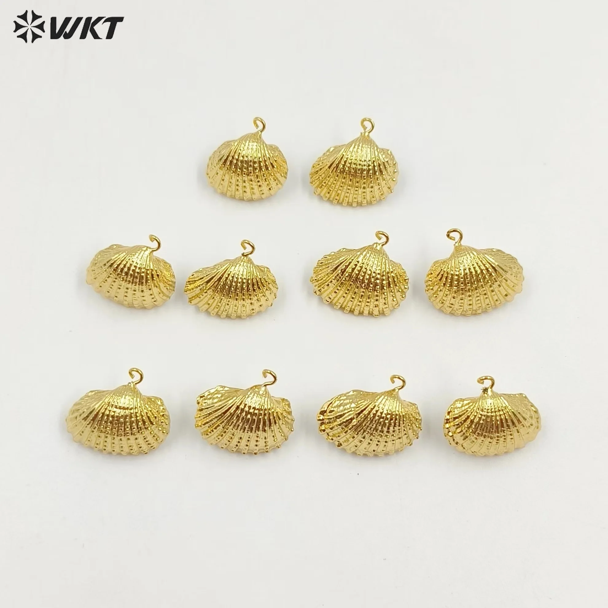 WT-JFE12 Wholesale new design 18k real gold plated on natural abalone shell jewelry findings studs handmade scallop studs