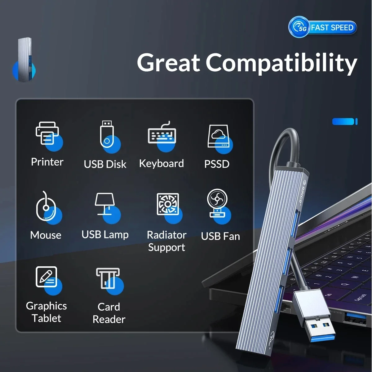 محول usb c من ORICO إلى وصلة usb 3.0 فاصل 3 منافذ محور محطة الإرساء محول otg ملحقات الكمبيوتر محور USB