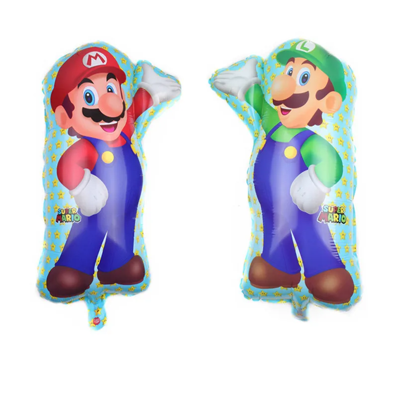 

hot Sale Super Mario Bros Foil Balloons Anime Figure Mario Luigi Cartoon Kids Boys Birthday Party Halloween Decoration Supplies