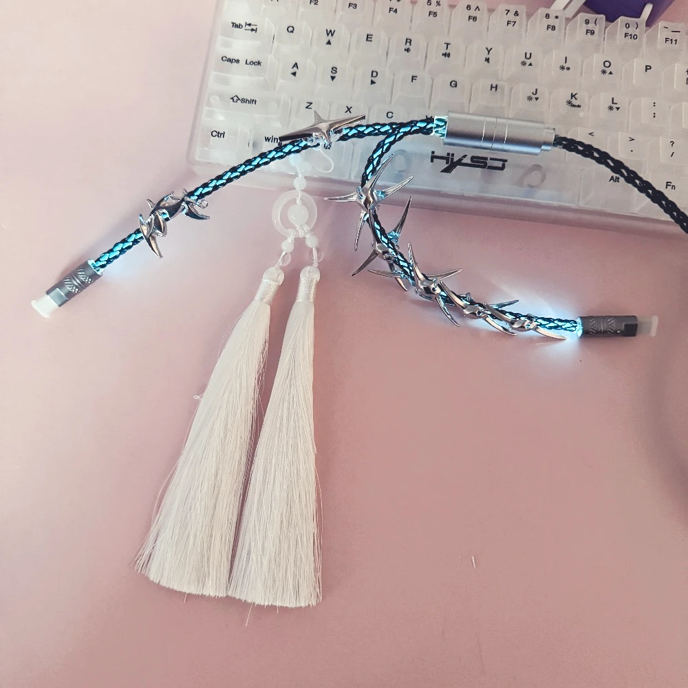 Thorns Keyboard Aviation Plug Cable 1.3m USB A-2 Typec Single Crystal Copper 1  To 2 Shine Hall Effect Keyboard Cable  Accessory