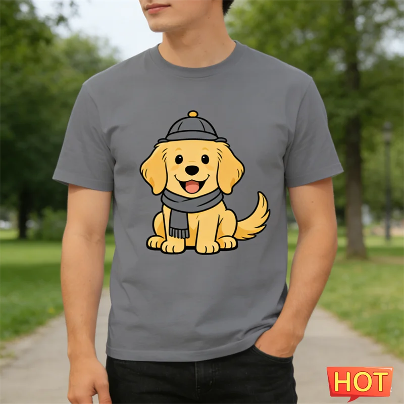 مضحك الذهبي المسترد الجرافيك تي شيرت للرجال الصيف موضة لطيف الكلب ثلاثية الأبعاد مطبوعة تي شيرت فضفاض الشارع الشهير طاقم الرقبة تيز القمم