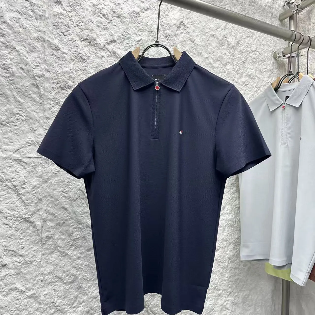 

Итальянский Kiton, летняя новая модная вышивка, старые деньги, ветер, деловая повседневная мужская рубашка-поло с короткими рукавами и лацканами