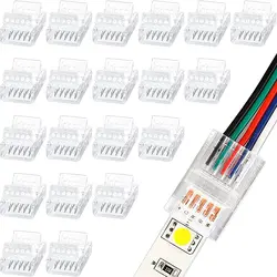 20pcs LED Strip Connector 2/3/4/5/6pin Electric Wire Connector For 5050 RGB CCT RGBW LED Strip Lights To Wire Connection Use