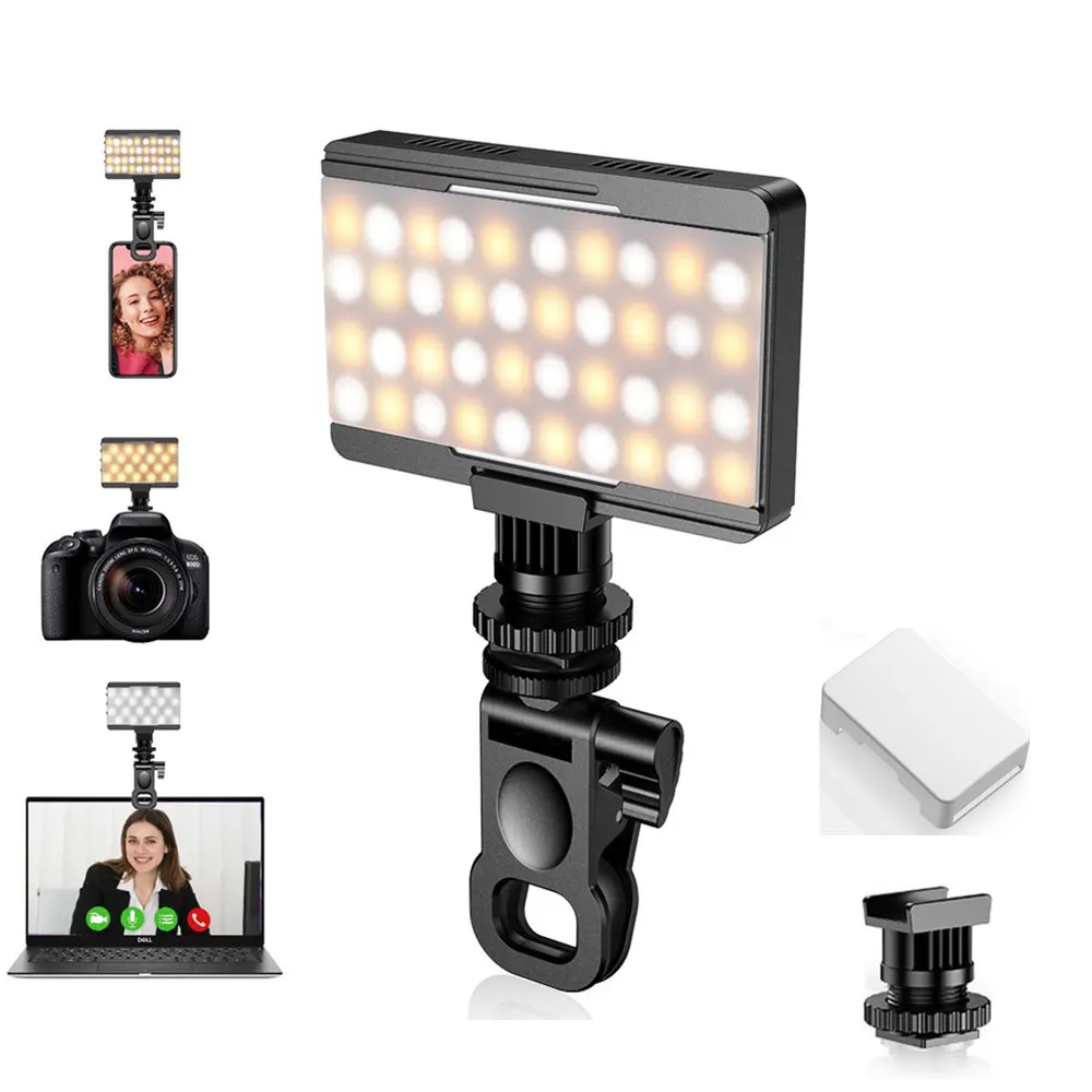 Upgrde LED Panel Light Video Camera Light 2700-6500K 2000mAh Dimmable Studio Lamp Vlog Fill Light W Coldshoe Softbox Diffuser