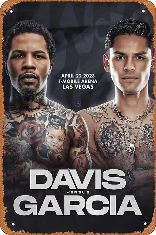 Muecddoa Retro Musical Poster Tin Sign GERVONTA TANK DAVIS vs. RYAN GARCIA Fight 2023 Poster Print for Movie Home Bar Pub Garage