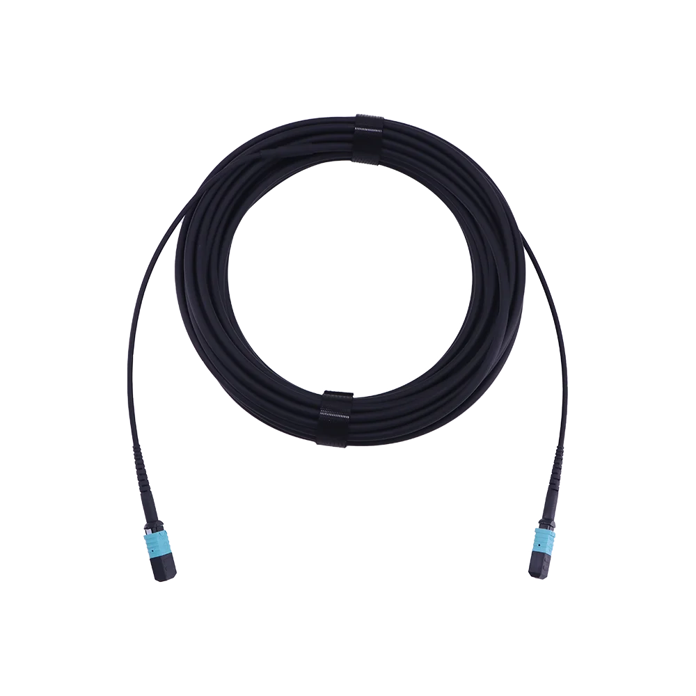 High Density 12C/24C Black Jacket OM3 Multimode Fiber SM APC 5.0mm MTP/MPO Trunk Cable Patch Cord FTTH 40G QSFP+