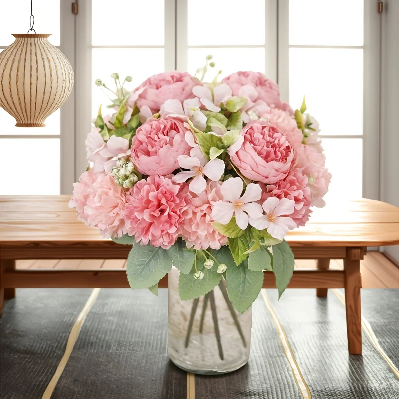 6 رؤساء الكلاسيكية الكوبية الفاوانيا زهرة اصطناعية محاكاة المنزل الزفاف باقة الزفاف وهمية عيد الميلاد هدية عيد الحب #6