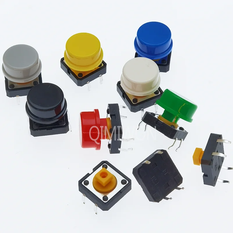 20PCS Tactile Push Button Switch Momentary 12*12*7.3MM Micro switch button with knob Yellow Green Red Kit 12x12x7.3