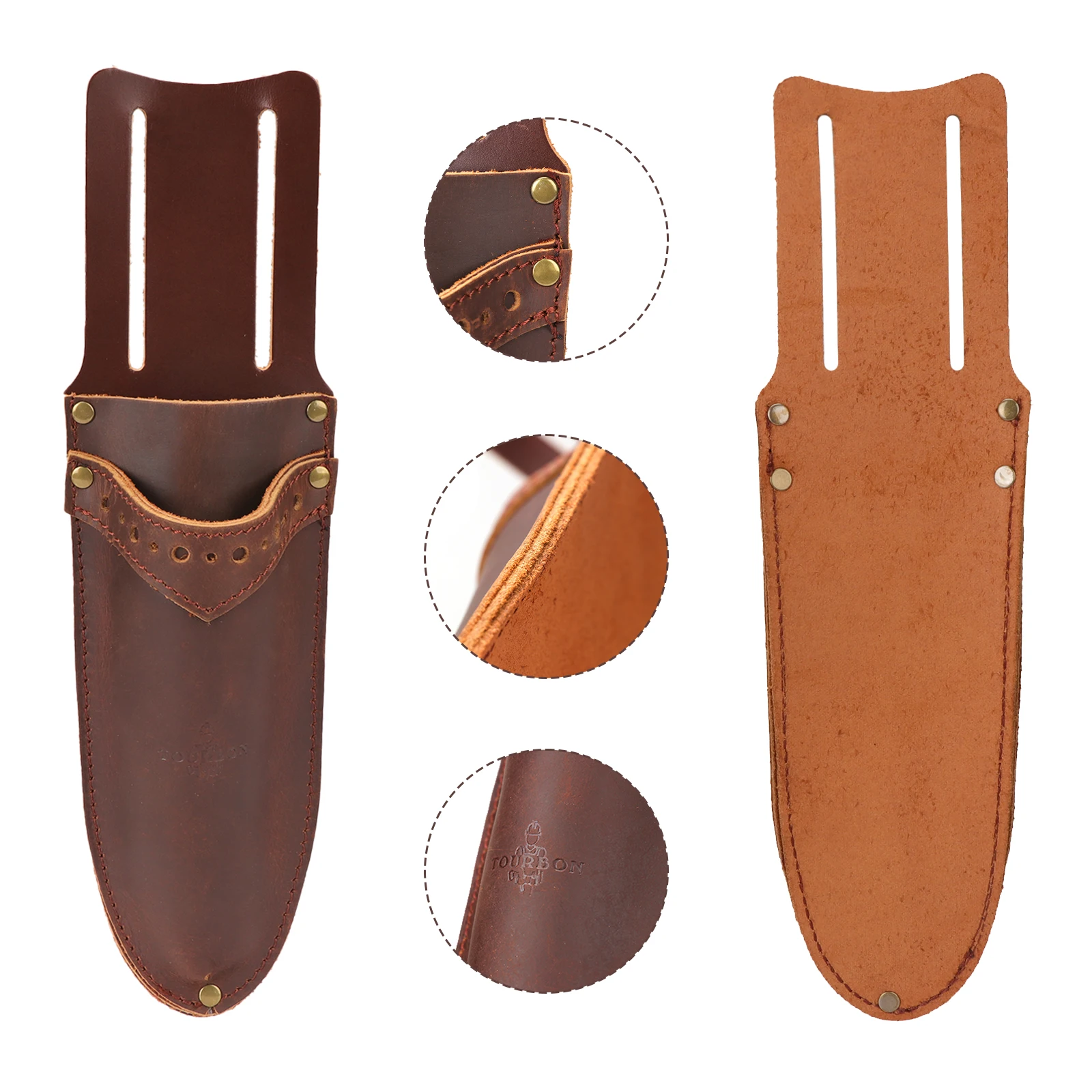 Tourbon Leather Gardening Pliers Pouch Knife Waist Pockect Pruning Shears Pruner Scabbard Holster Brown with Belt Loop