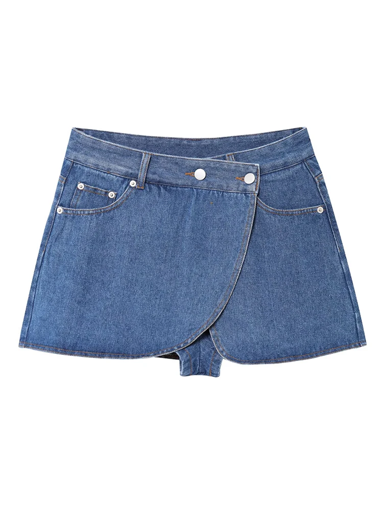 

European style new women's clothing fashionable and versatile temperament simple solid color high waist slim denim skirt