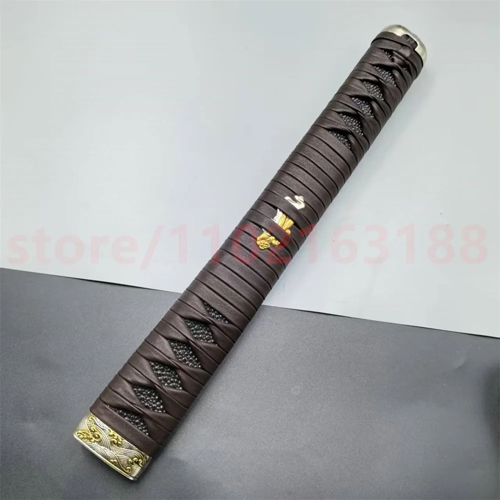 High Quality 30cm Tsuka Handle Hilt Copper Fuchi Kashira Menuki Full Wrap Real Rayskin For Japanese Samurai Katana Sword Fitting