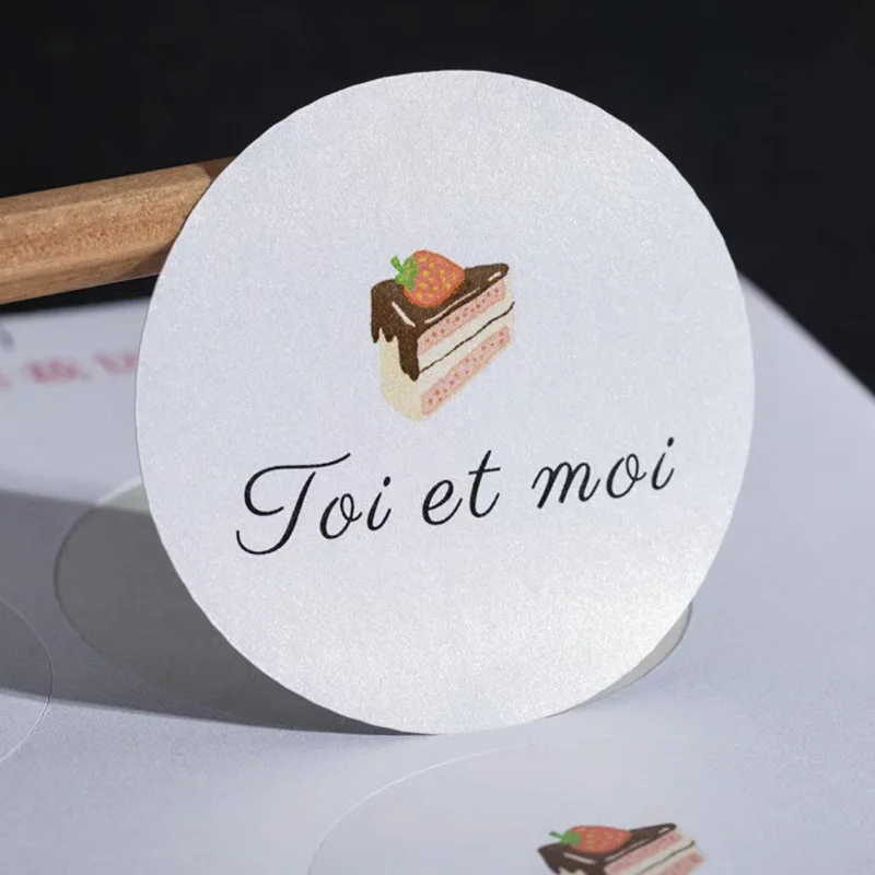 

Custom. Waterproof Pearlescent Film Self-Adhesive Customized Tea Food Milk Tea Fruit Label Sticker Sealing Paste Paper Fact