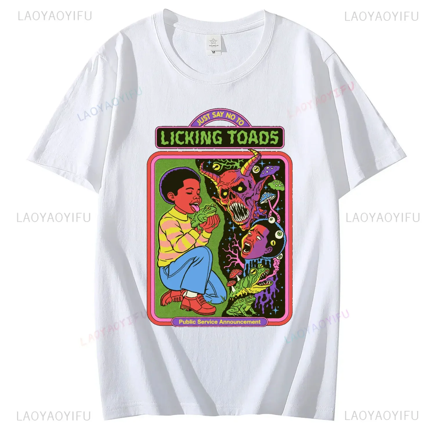 Horror Comic Series Say No To Licking Toads Men Clothes Cotton T-Shirts Unique Creative Cartoon women T Shirts Streetwear Tops