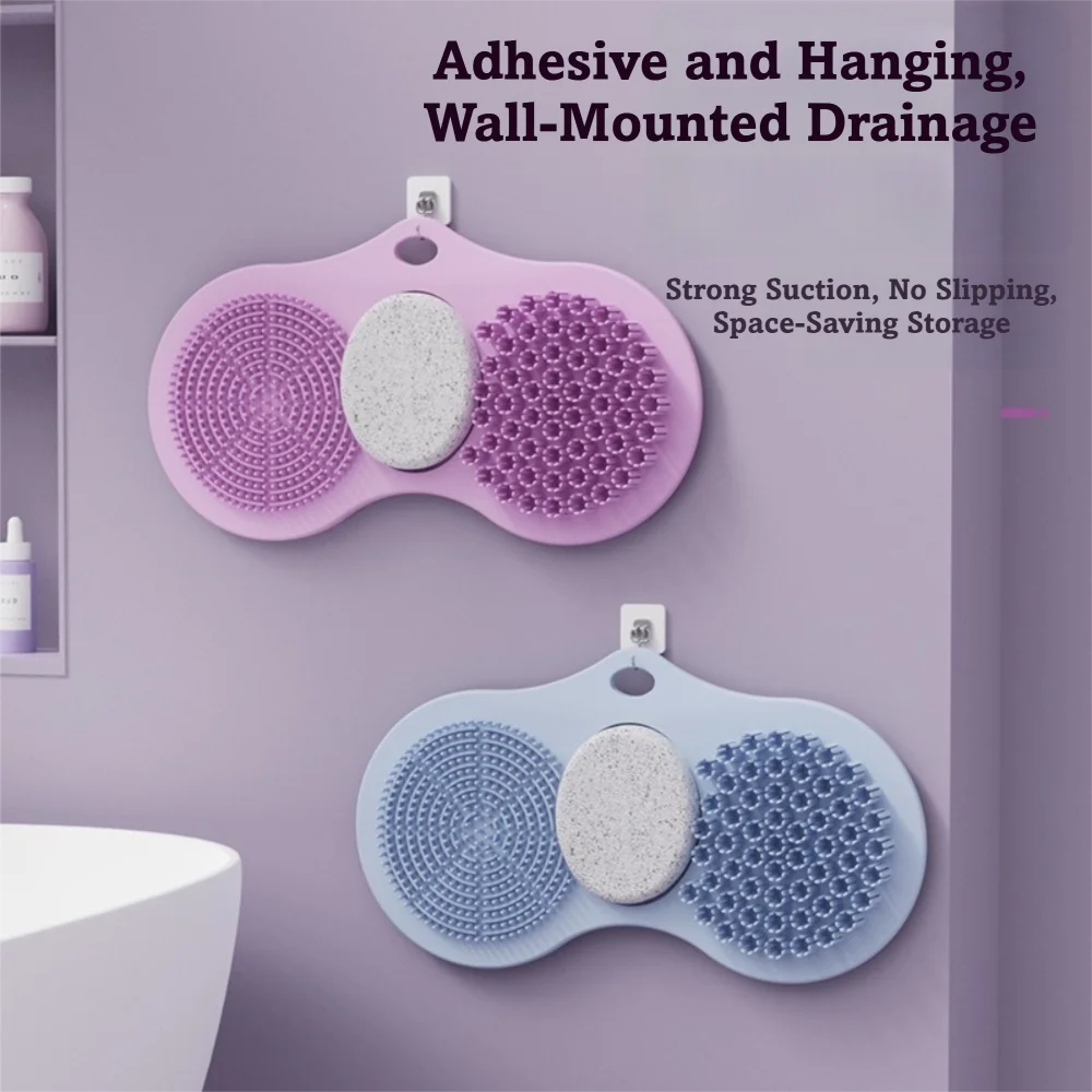 Suction Cups Foot Scrubber Mat Pumice Stone Deep Exfoliation Shower Massager Mat Gentle Cleaning Sponge Texture