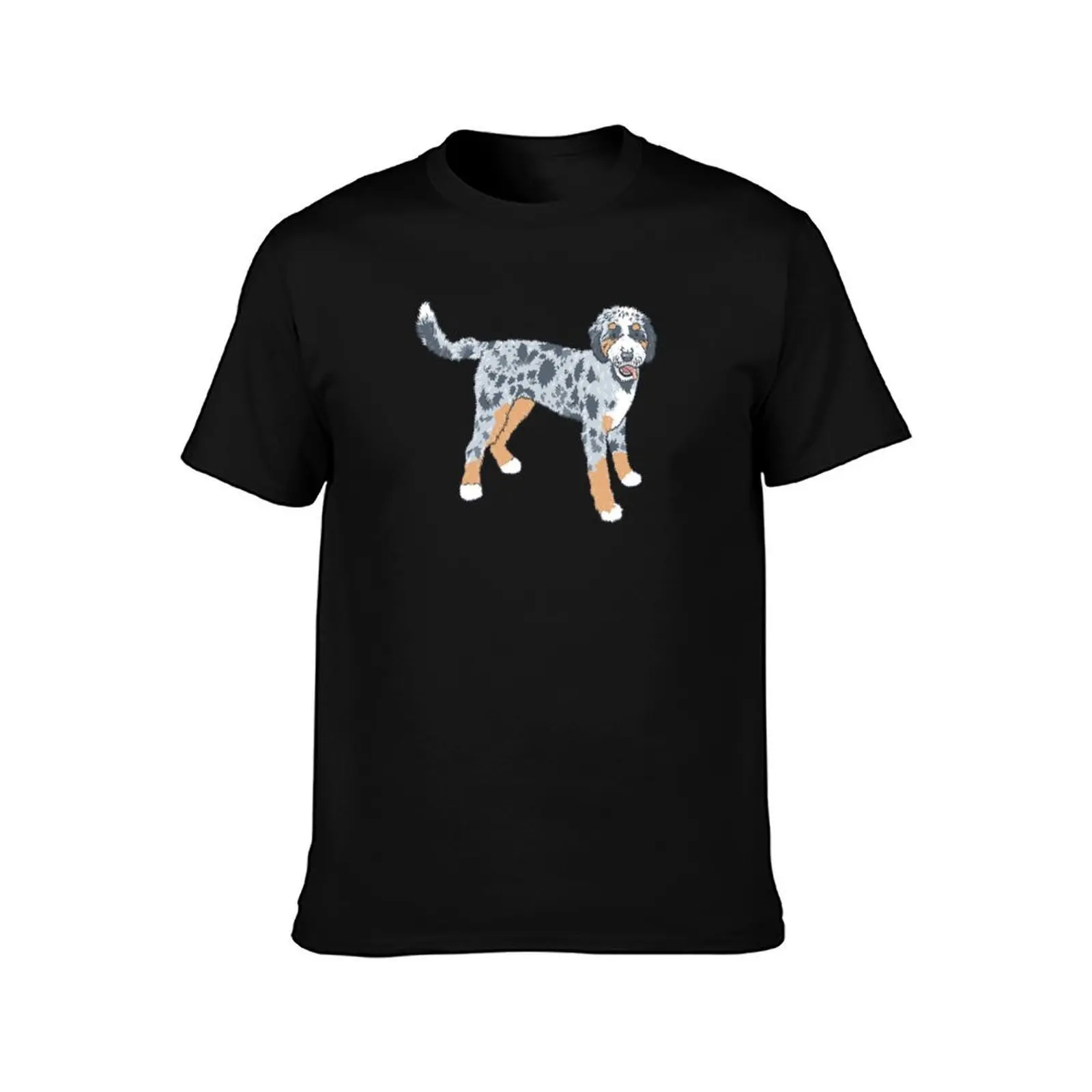 Blue Merle Aussiedoodle with Tan Points T-Shirt, Summer Casual Cotton Tee, Oversized Streetwear Tops, Vintage Graphic Print