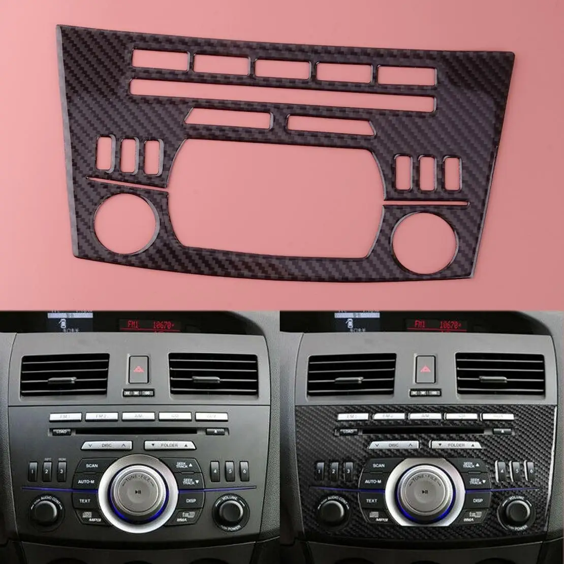 

Black Carbon Fiber Interior AC CD Switch Frame Cover Trim Fit For Mazda 3 2010-2013 LHD