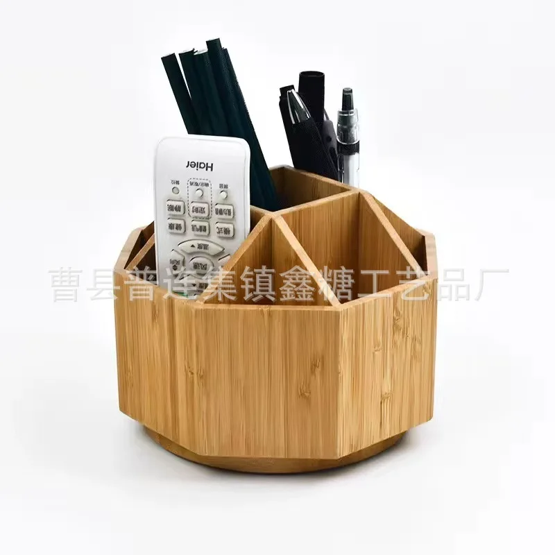 

Bamboo Multifunctional Rotary Pen Holder Student Stationery Cosmetics Storage Box