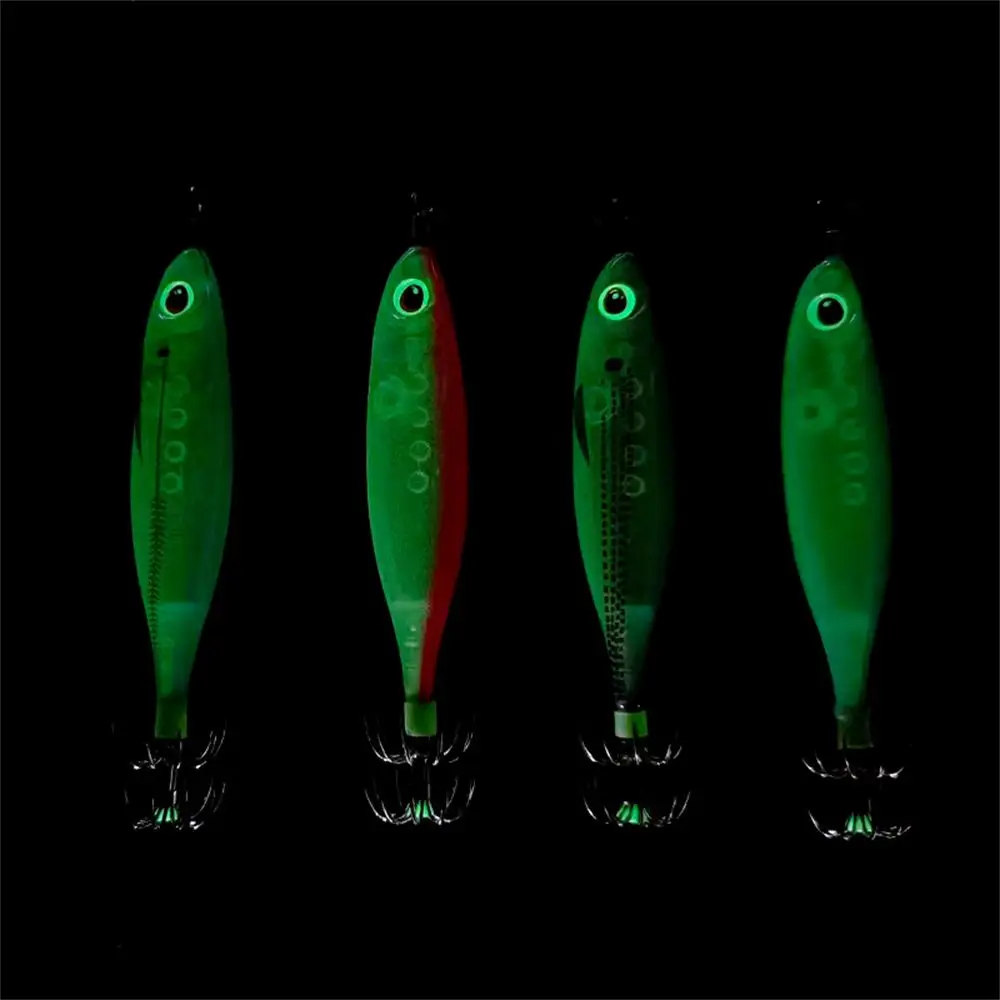 Simulation Jigs Lead Sinker Luminous Octopus Bait Fishing Tackle Wood Shrimp Lures Squid Hook