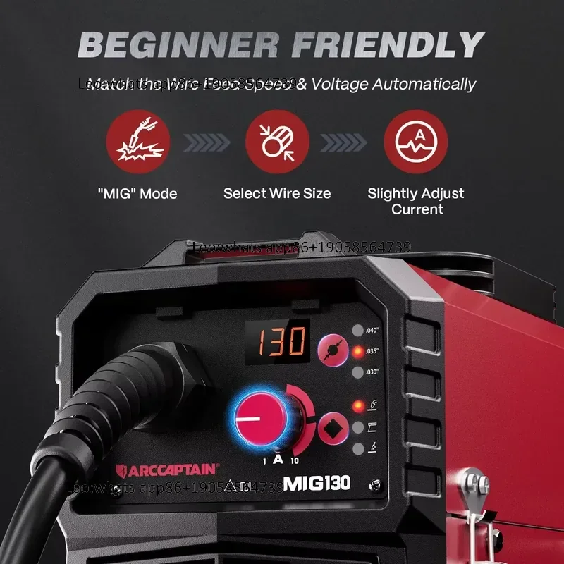 MIG130 130A MIG Welder 110V 3 in 1 Welding Machine with Synergy, IGBT Inverter Gasless Portable MIG Welding