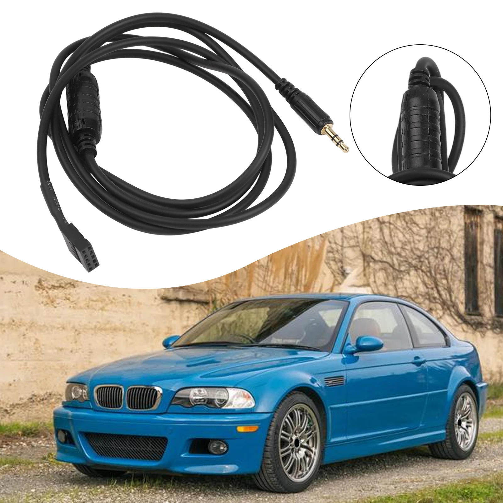 Adapter Auxiliary Cable 323i 325Ci Input Mode Replacement 3.5mm Accessory Blue 10Pins For BMW E46 98-06 Interface