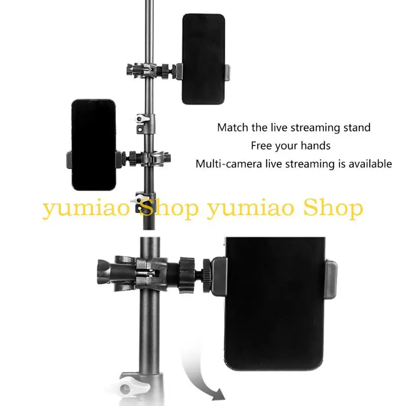 587B 360 Degree Rotating Phone Mount For Mic Stand Phone Clip Holder Tripod Adapter