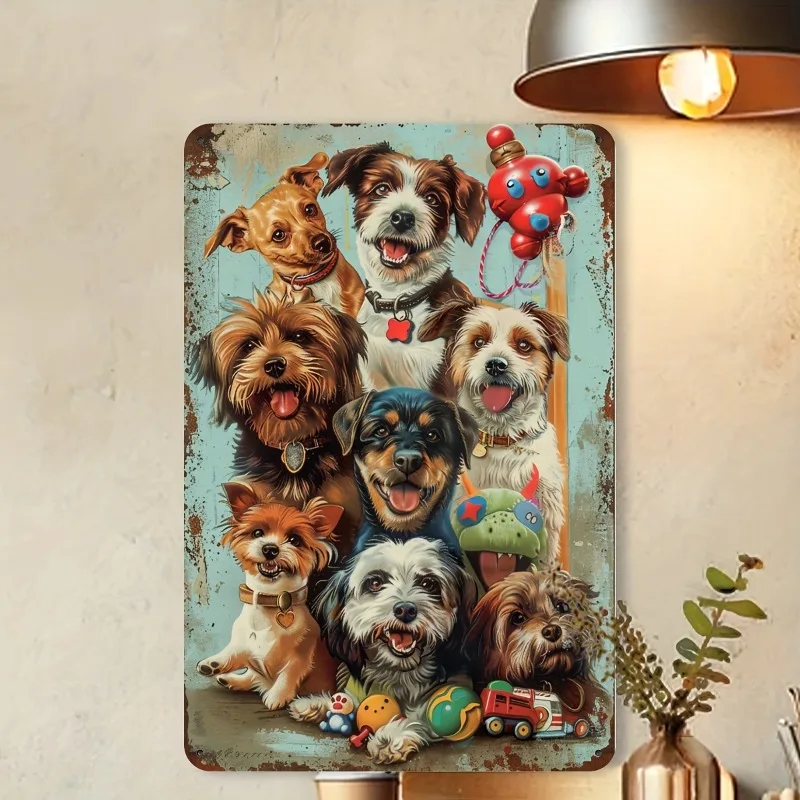 Creative Dog Vintage Tin Painting 8X12 Inch Iron Wall Art Decoration Ideal Home Decorations Indoor and Outdoor Decorations